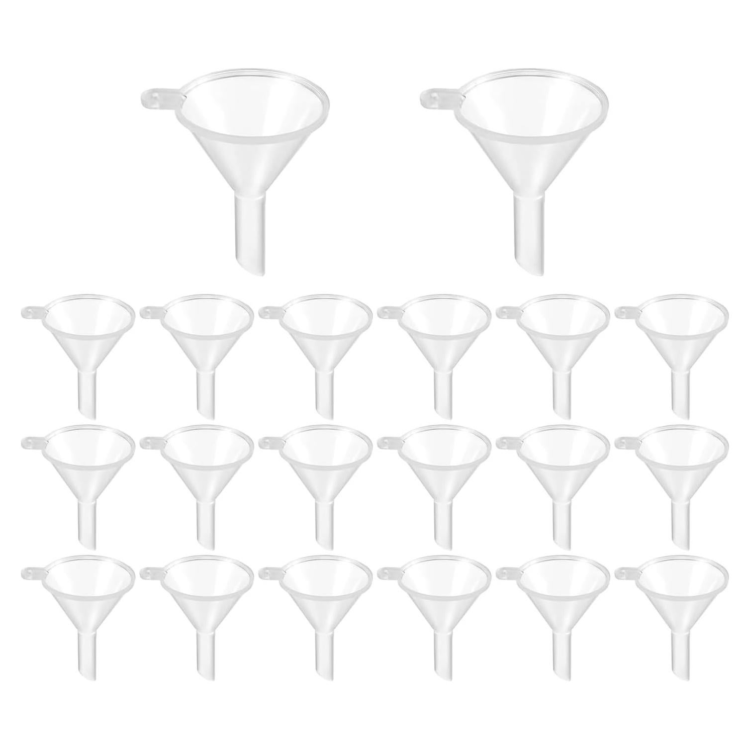 20 Mini Embudos Plásticos Transparentes Bxian 3.05cm x 0.64cm
