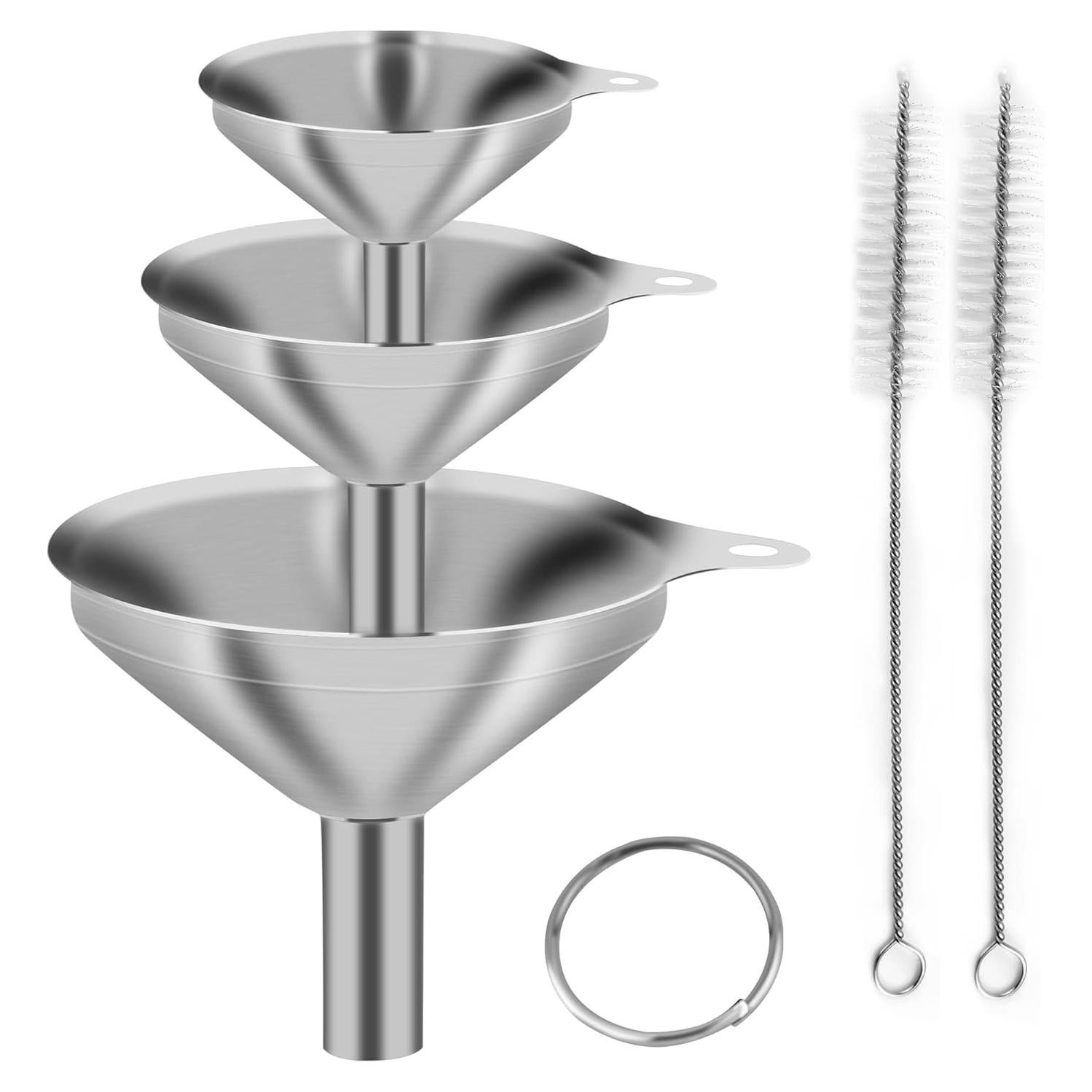 Juego de 3 embudos mini de acero inoxidable IoF - 4cm, 5cm, 7.5cm