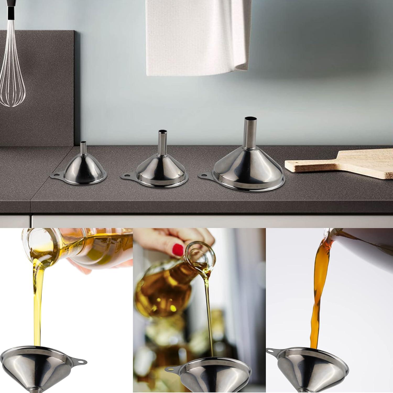 Juego de 3 embudos mini de acero inoxidable IoF - 4cm, 5cm, 7.5cm