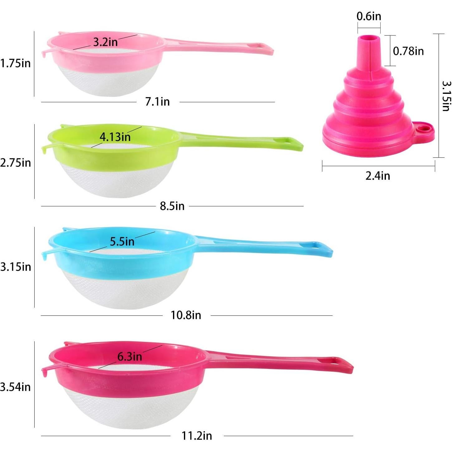 Set de Coladores de Malla Plástica BENBO 4 Piezas Multicolor