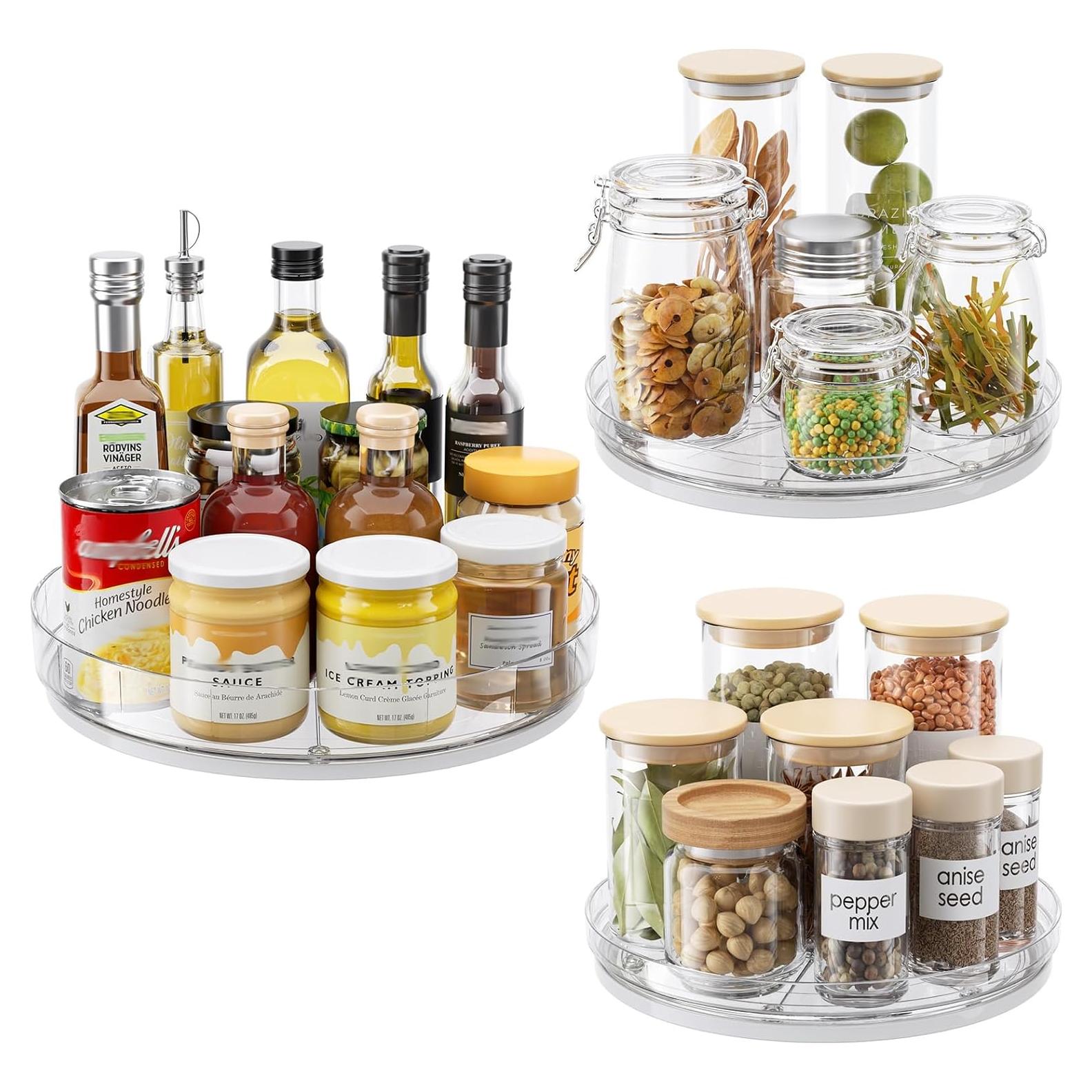 Organizador Lazy Susan LAMU 3 Piezas Giratorio Claro 29cm y 22.9cm