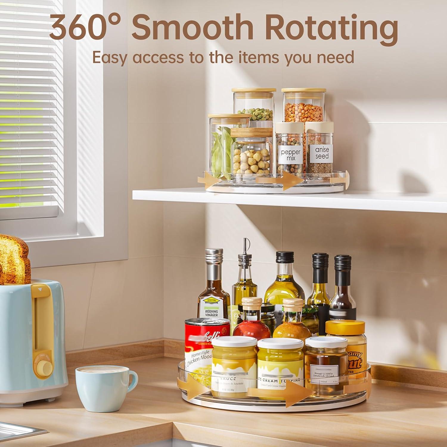 Organizador Lazy Susan LAMU 3 Piezas Giratorio Claro 29cm y 22.9cm