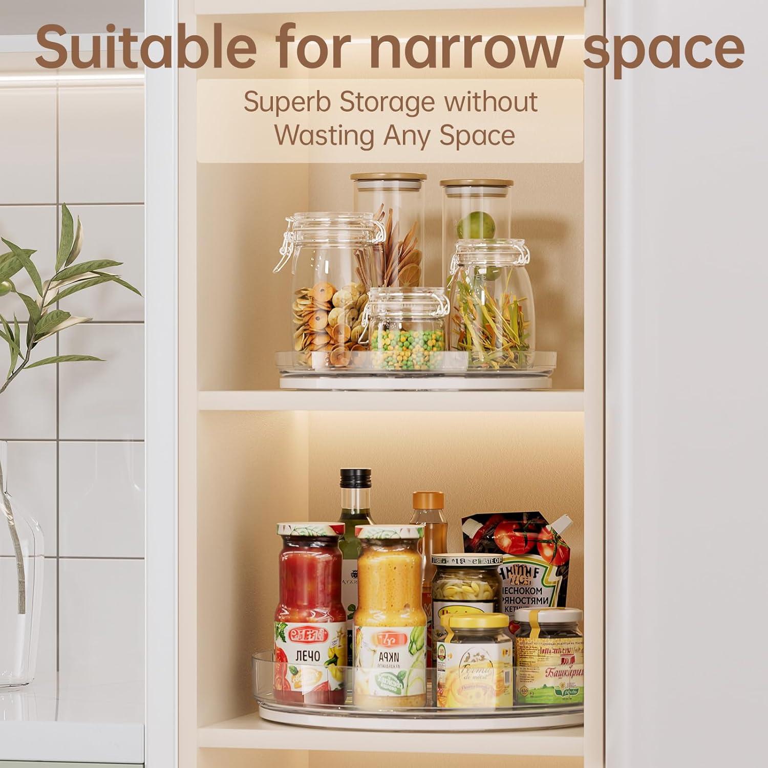 Organizador Lazy Susan LAMU 3 Piezas Giratorio Claro 29cm y 22.9cm