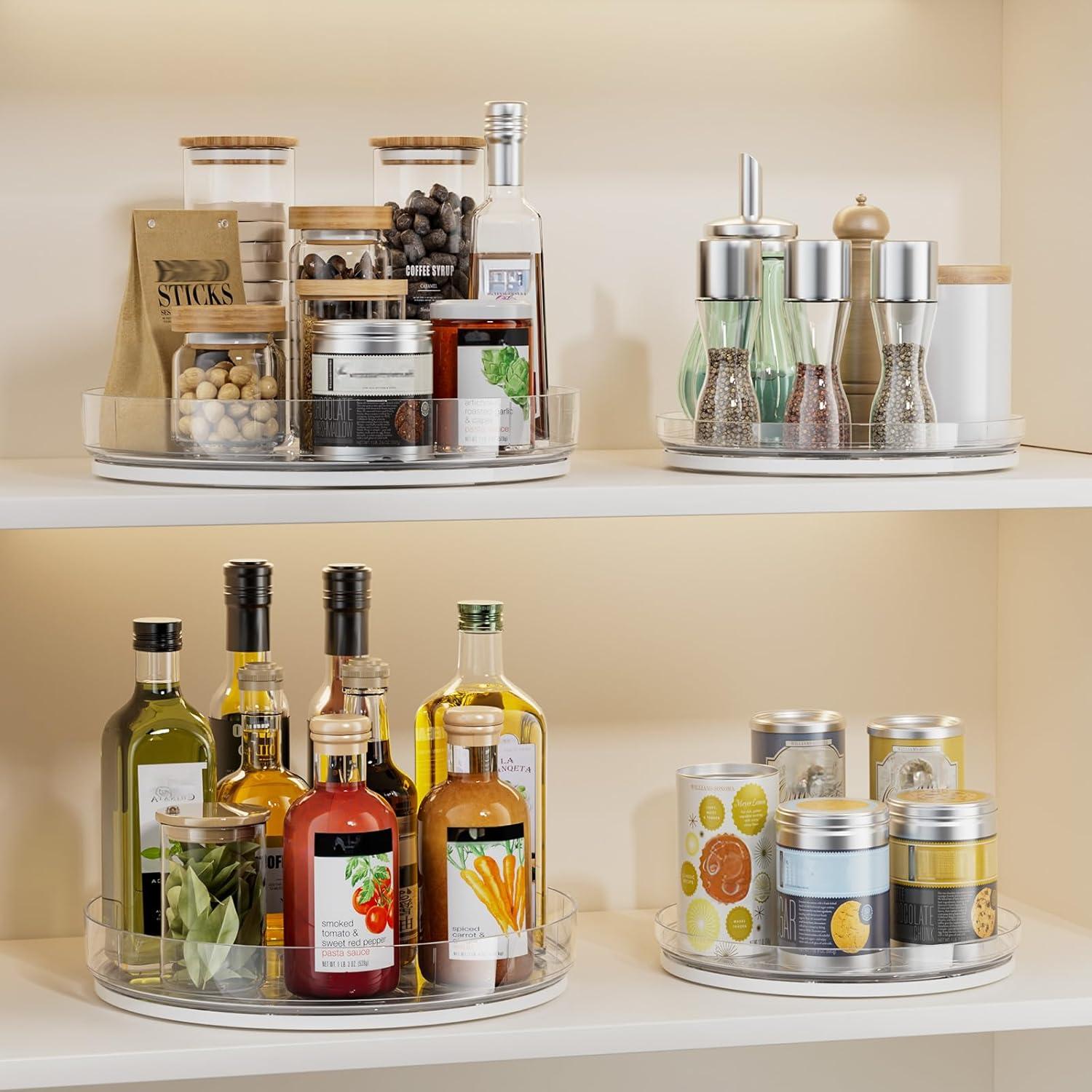 Organizador Lazy Susan LAMU 3 Piezas Giratorio Claro 29cm y 22.9cm