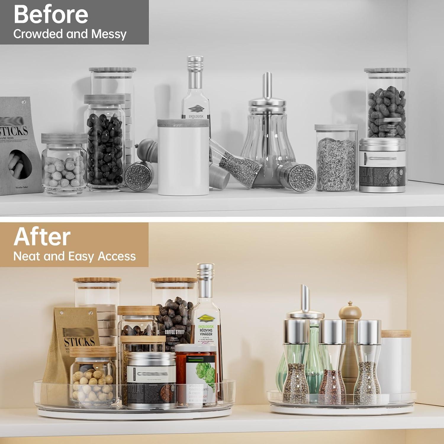 Organizador Lazy Susan LAMU 3 Piezas Giratorio Claro 29cm y 22.9cm