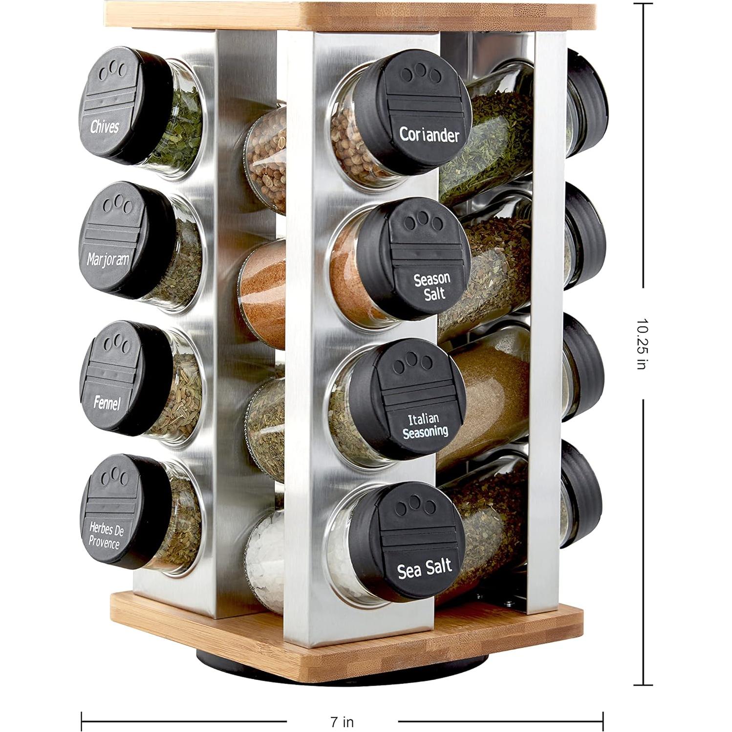 Organizador de especias Kamenstein 16 frascos acero y bambú