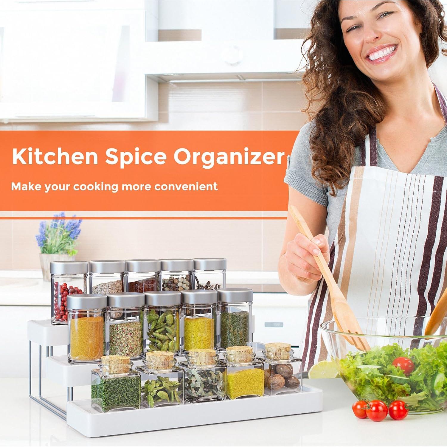 Organizador de Especias Expandible INVOCOO 3 Niveles Blanco