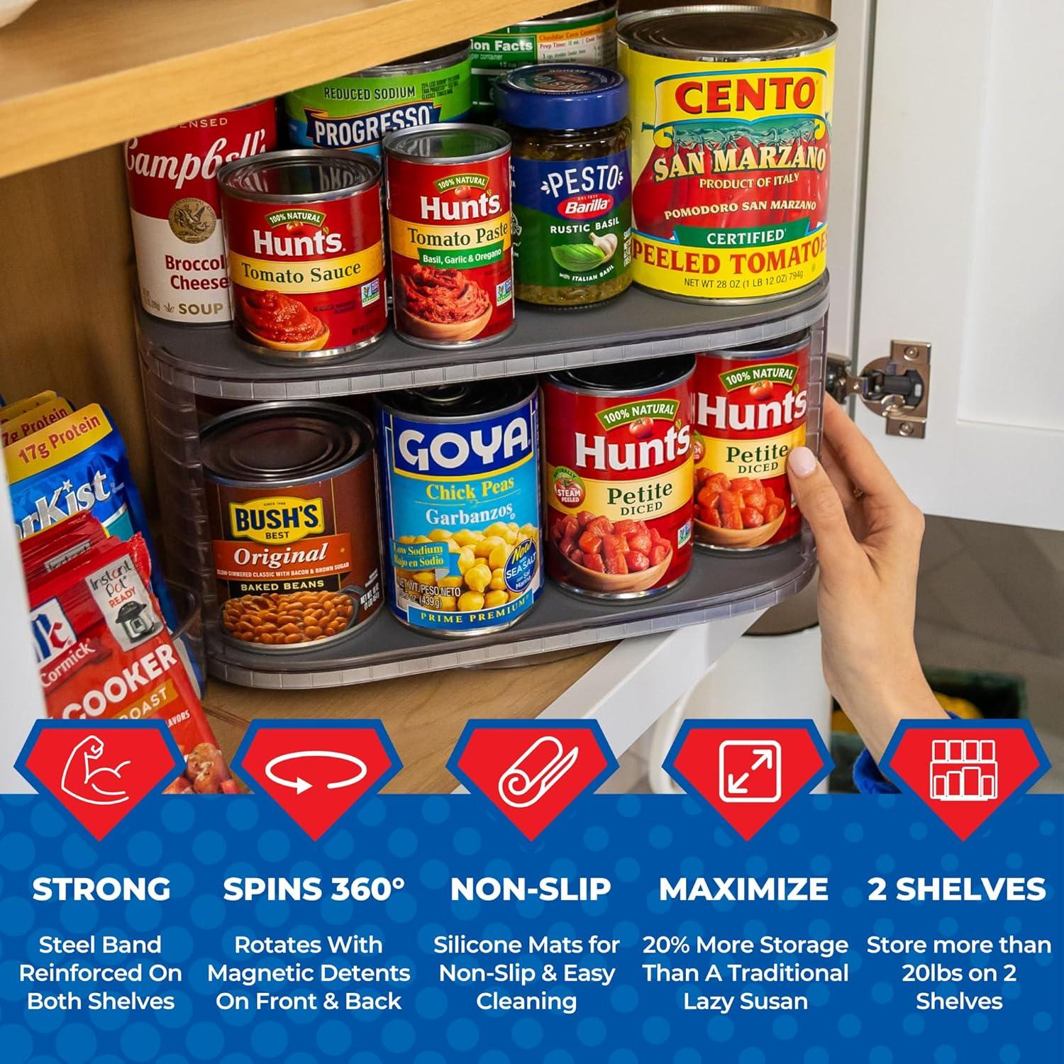 Organizador de Cocina Mighty Susan 2 Niveles 38 cm con 4 Contenedores