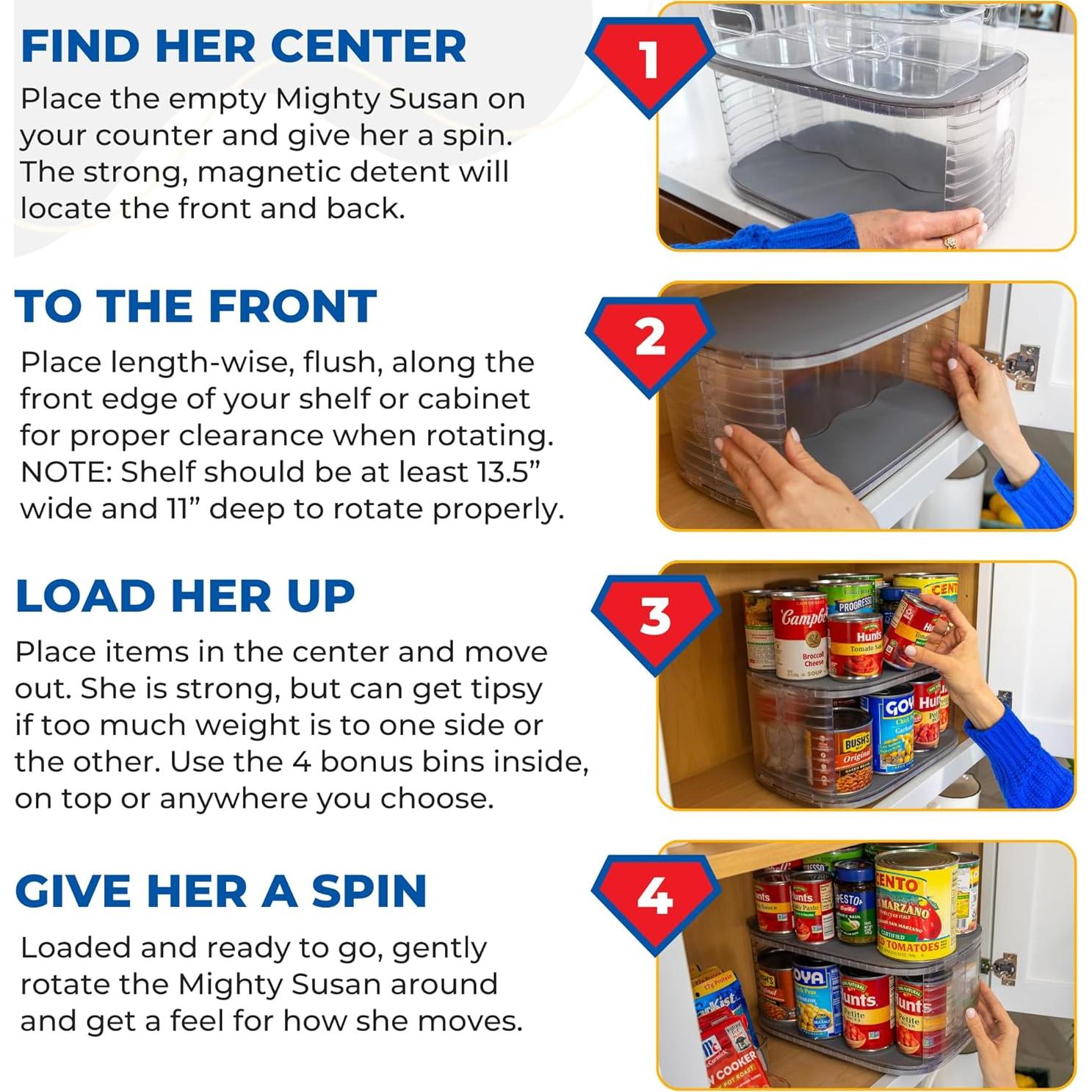 Organizador de Cocina Mighty Susan 2 Niveles 38 cm con 4 Contenedores