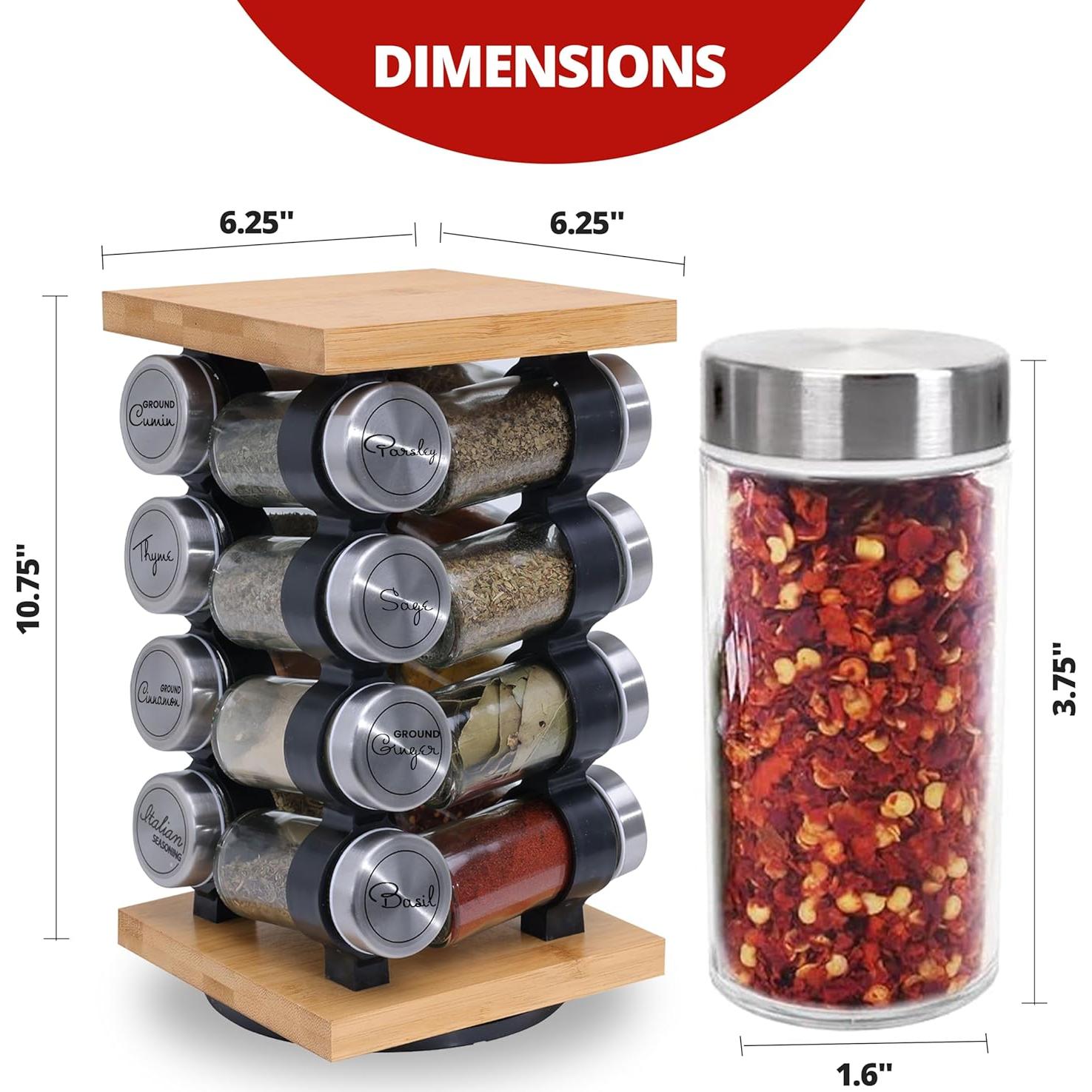 Soporte Giratorio de Especias Orii 16 Tarros con Especias