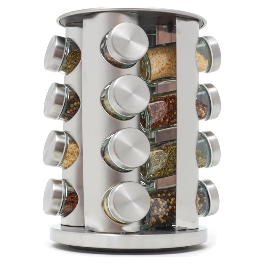 Soporte Giratorio para Especias Home Basics 16 Tarros Plata