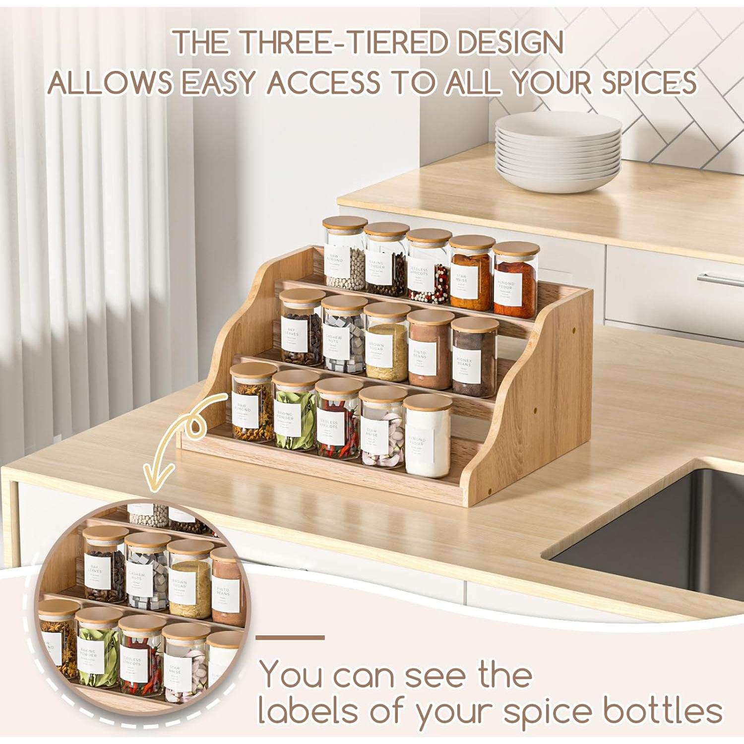 Organizador de especias de madera Memanque 3 niveles 0,91 kg