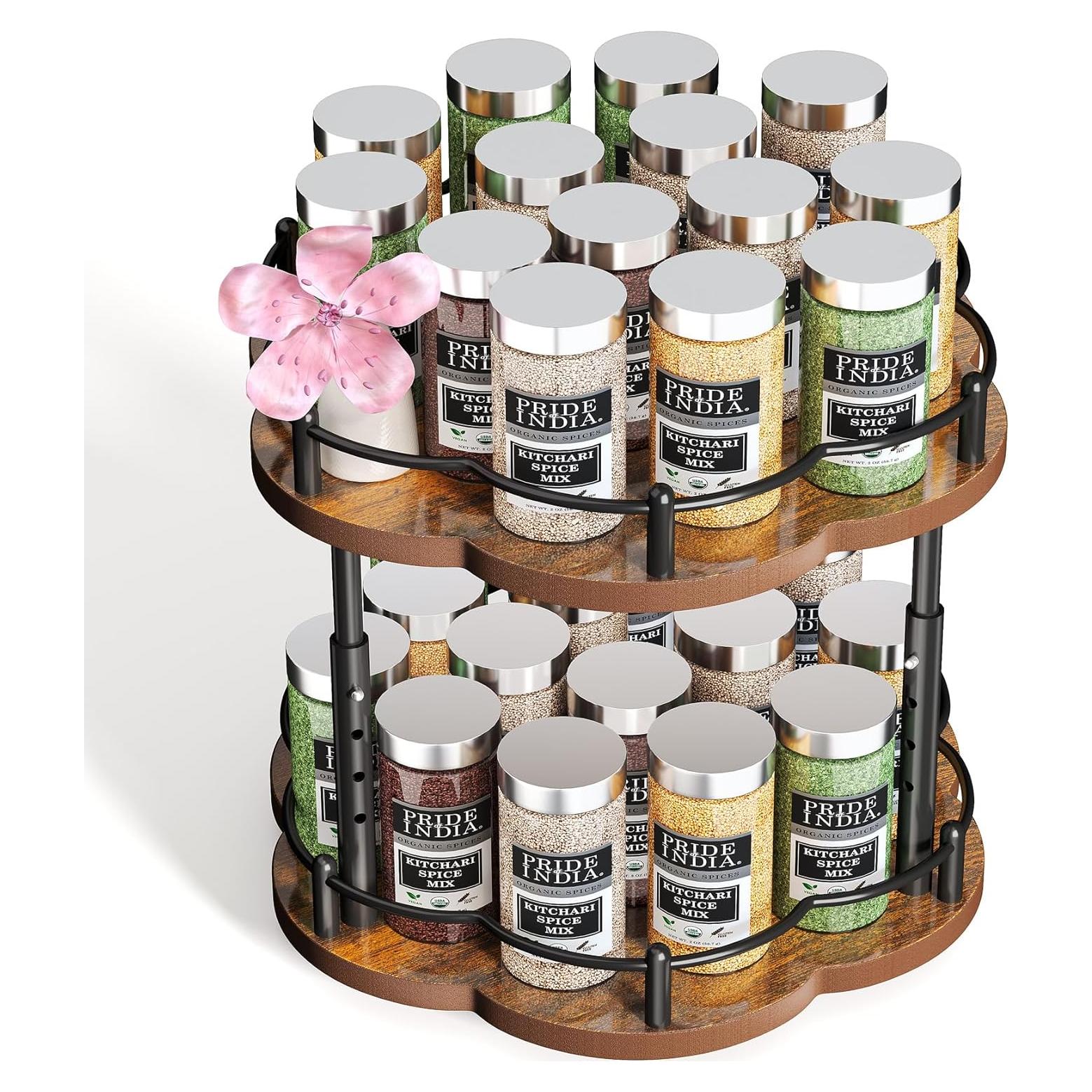 Organizador de especias giratorio SNTD 2 niveles 25,4 cm negro