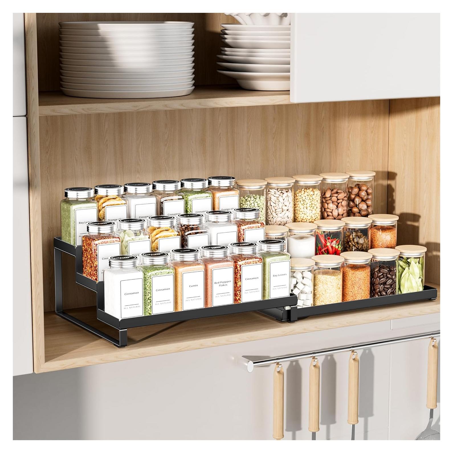 Organizador de Especias Expandible BOIVSHI 3 Niveles Metal Negro