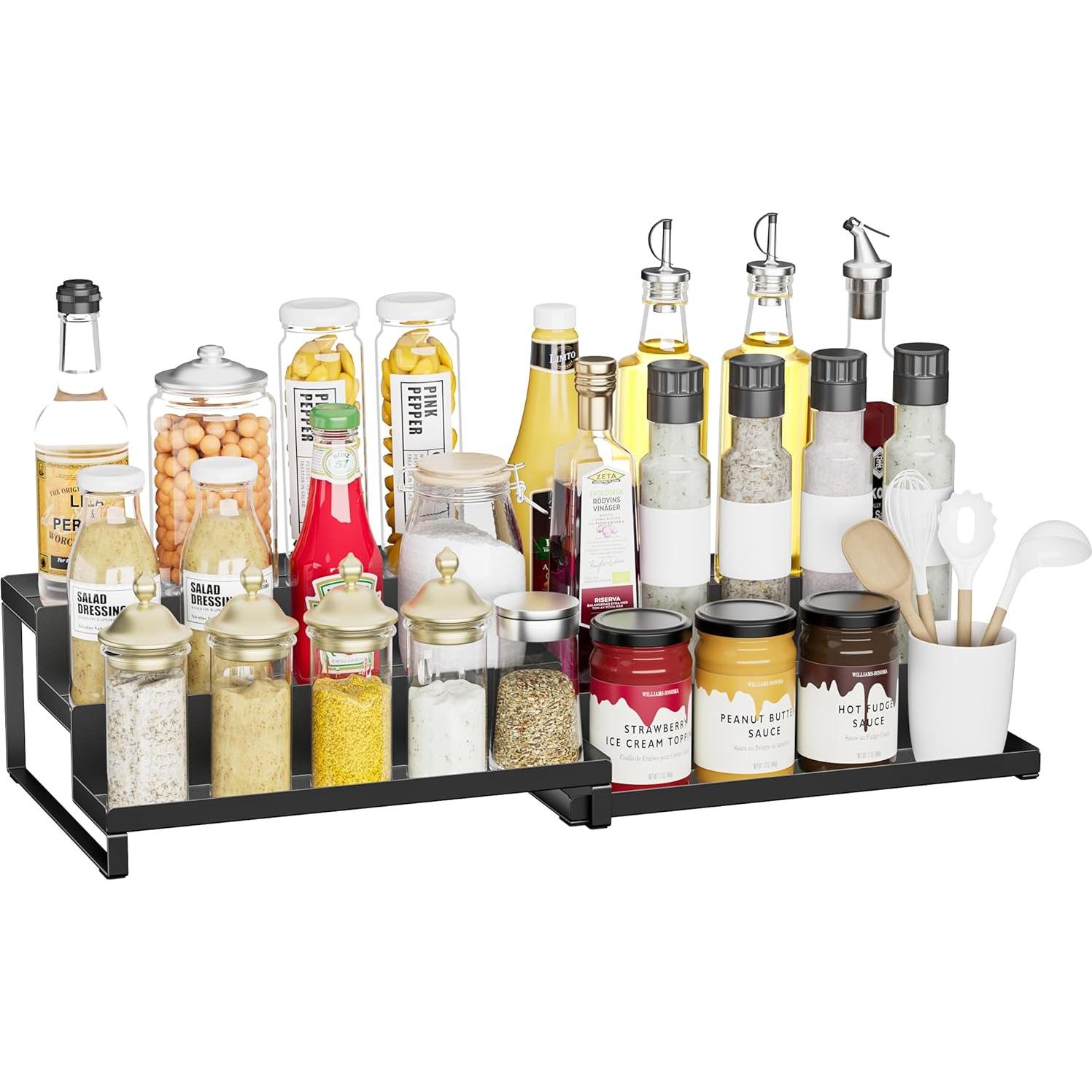 Organizador de Especias Expandible BOIVSHI 3 Niveles Metal Negro