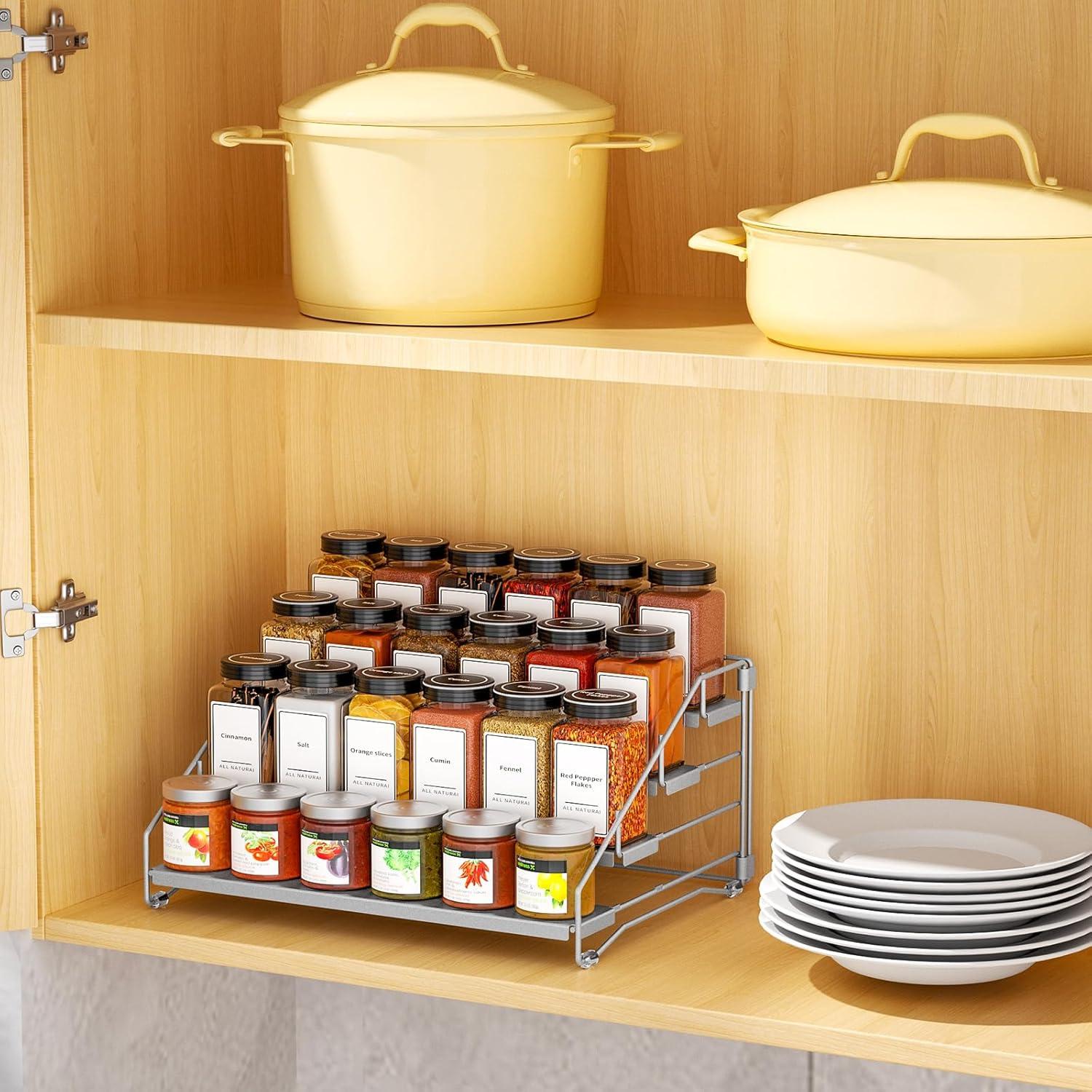 Estante de Especias 4 Niveles BOIVSHI Metal Gris Ajustable