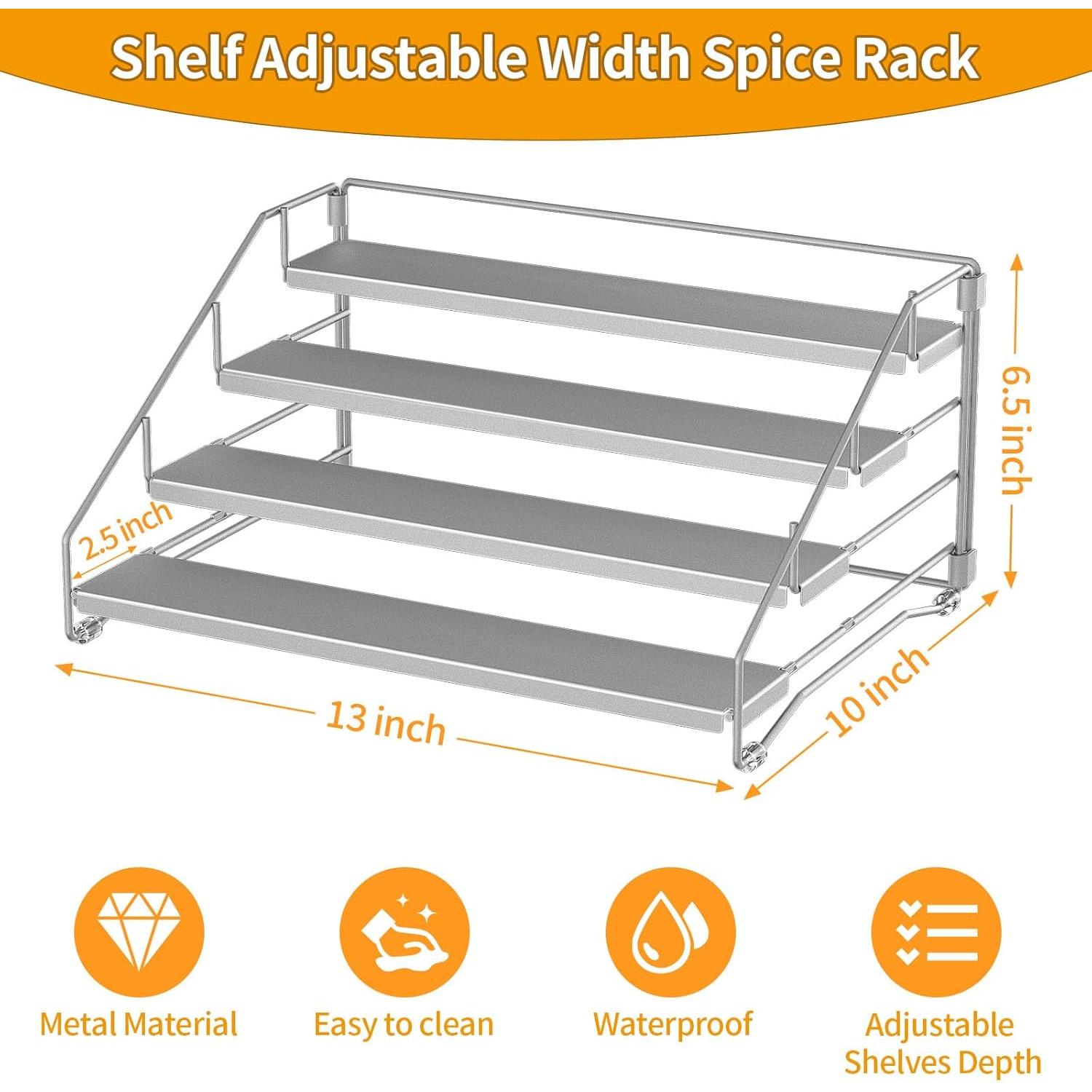 Estante de Especias 4 Niveles BOIVSHI Metal Gris Ajustable