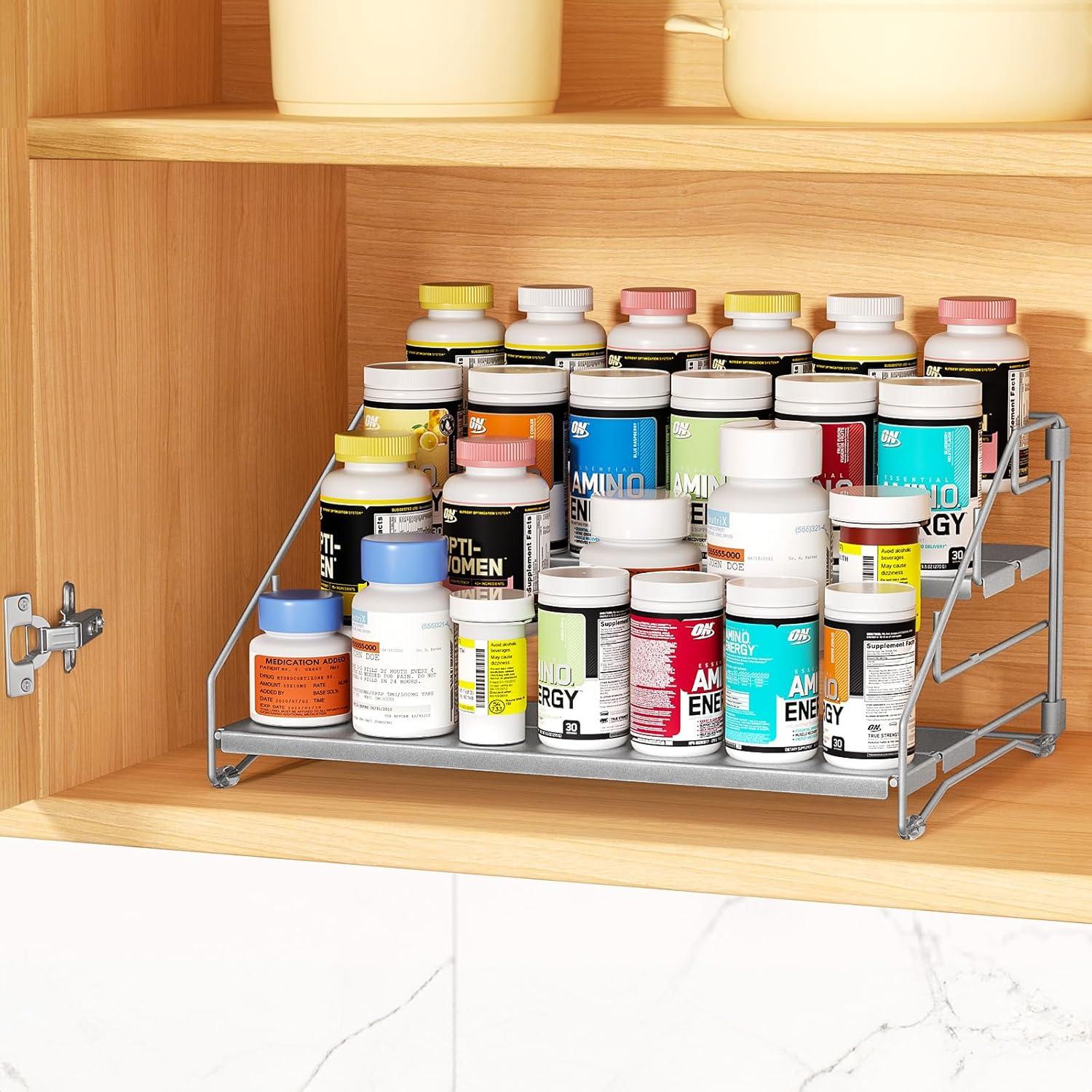 Estante de Especias 4 Niveles BOIVSHI Metal Gris Ajustable