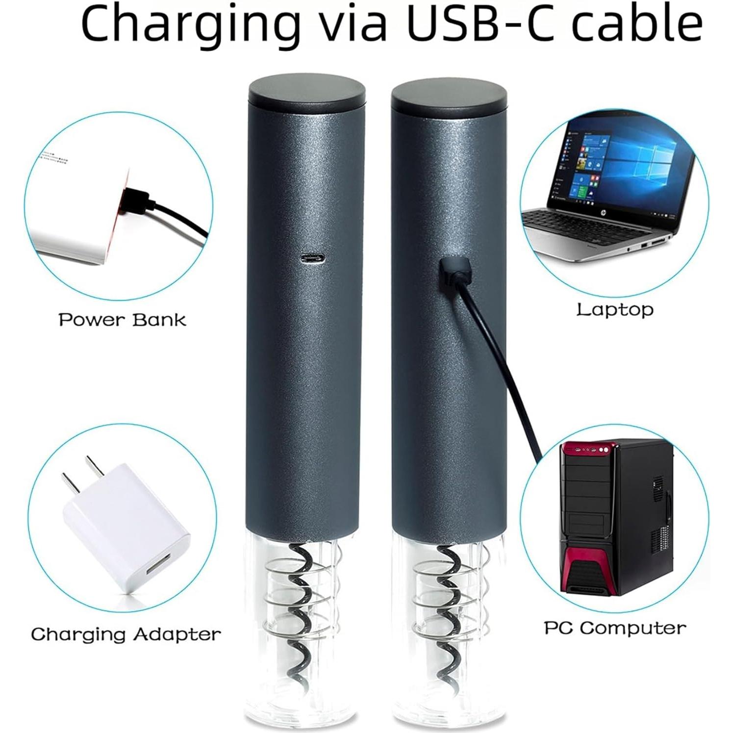 Abridor de Vino Eléctrico Hotool Gris con Cortador y Tapón