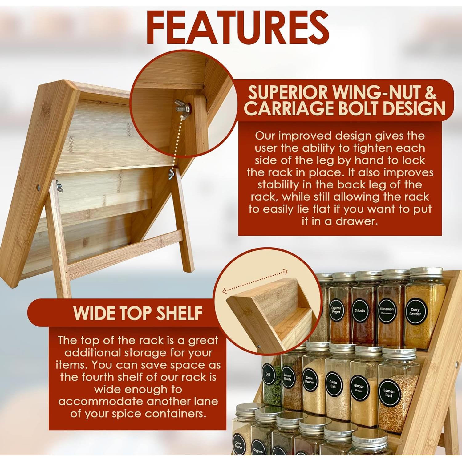 Estante organizador de especias de bambú 3 niveles Pacific Moon Tree