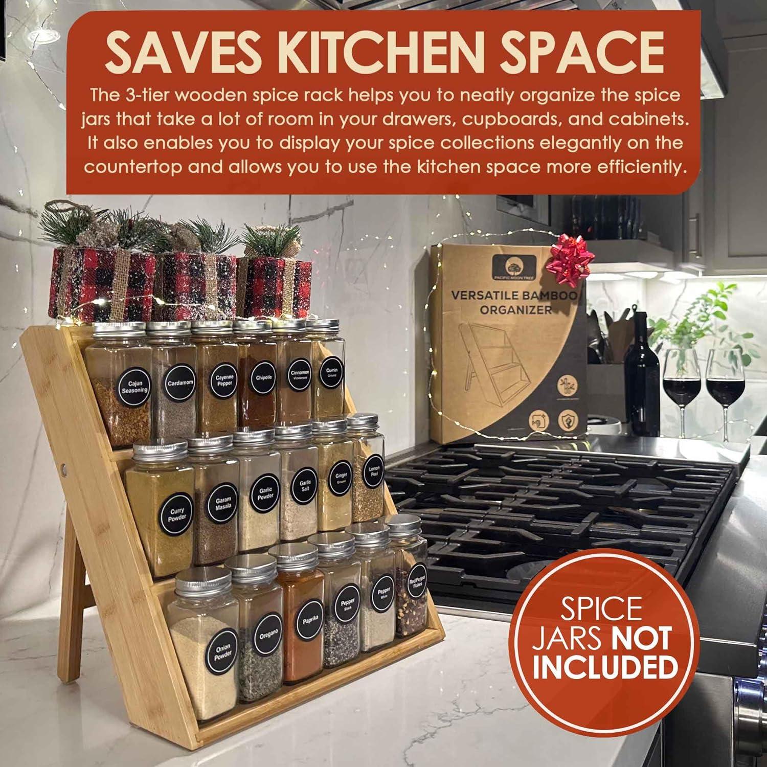 Estante organizador de especias de bambú 3 niveles Pacific Moon Tree