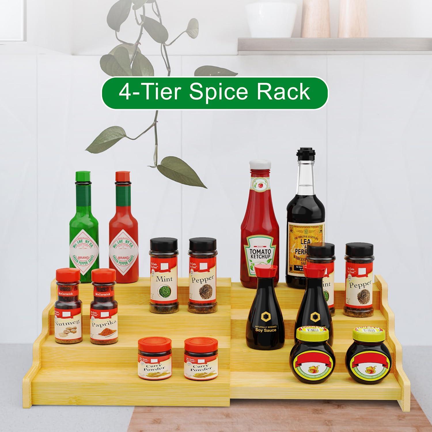 Organizador de Especias VOPOG 4 Niveles Bambú Expandible