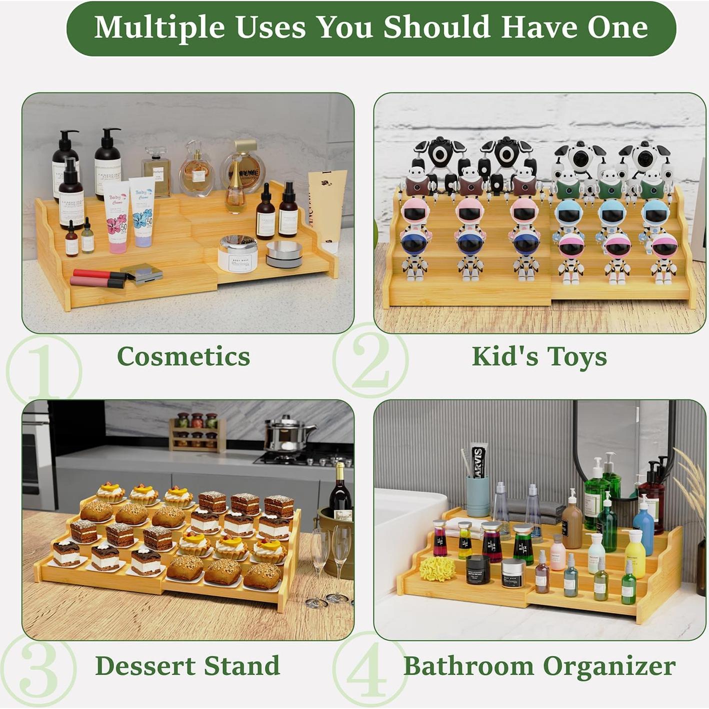 Organizador de Especias VOPOG 4 Niveles Bambú Expandible