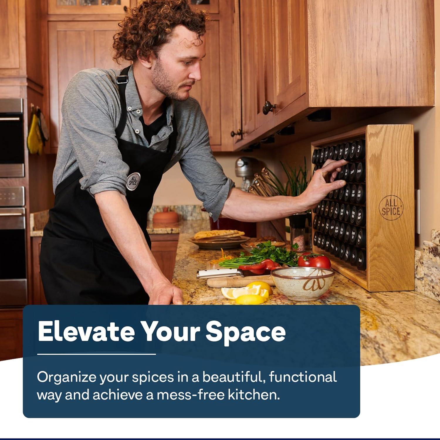 Organizador de especias AllSpice con 30 frascos de 4 oz