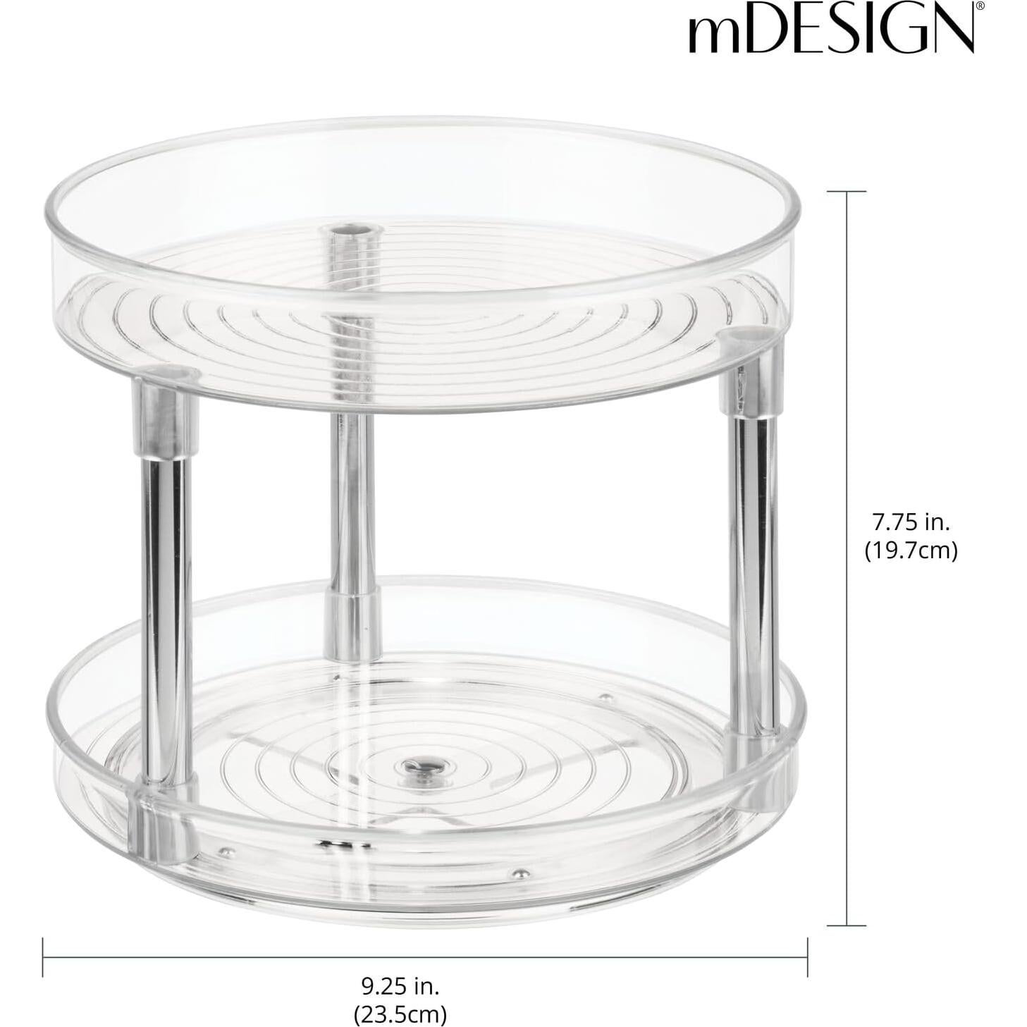 Organizador Giratorio 2 Niveles mDesign 23,1 cm Transparente/Cromo