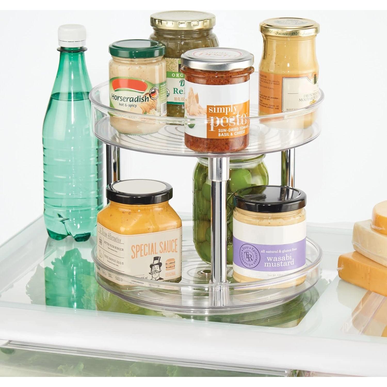 Organizador Giratorio 2 Niveles mDesign 23,1 cm Transparente/Cromo