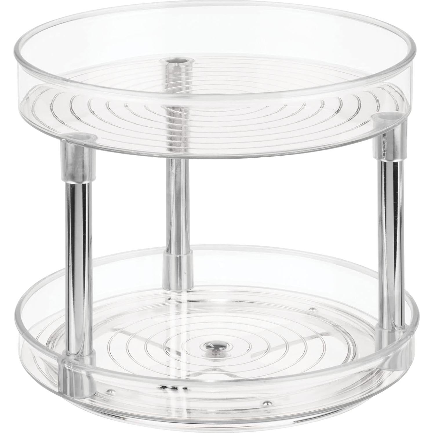 Organizador Giratorio 2 Niveles mDesign 23,1 cm Transparente/Cromo