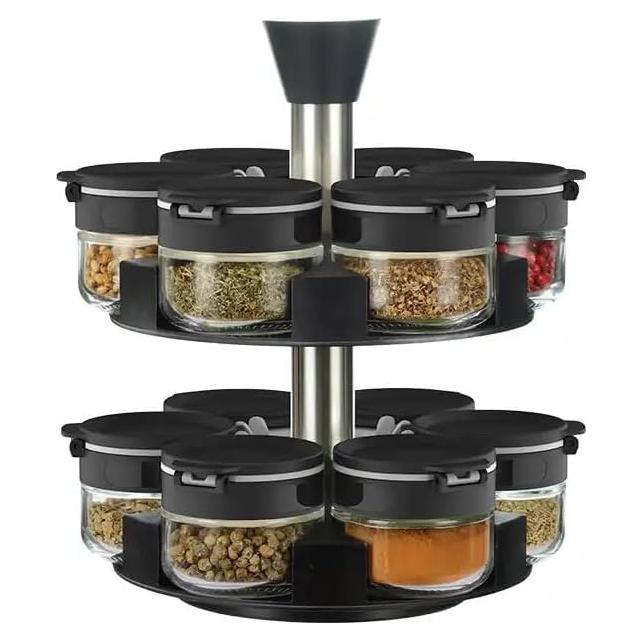 Estante de Especias Giratorio Aurakoa 2 Niveles 12 Frascos