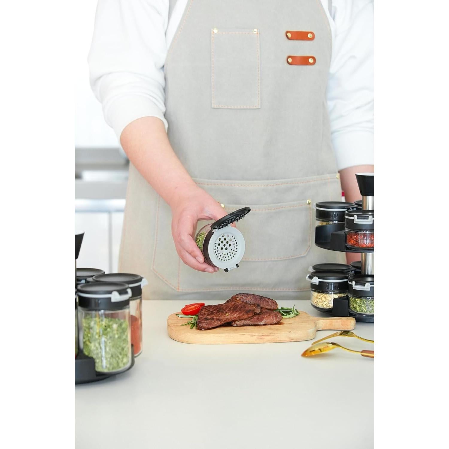 Estante de Especias Giratorio Aurakoa 2 Niveles 12 Frascos