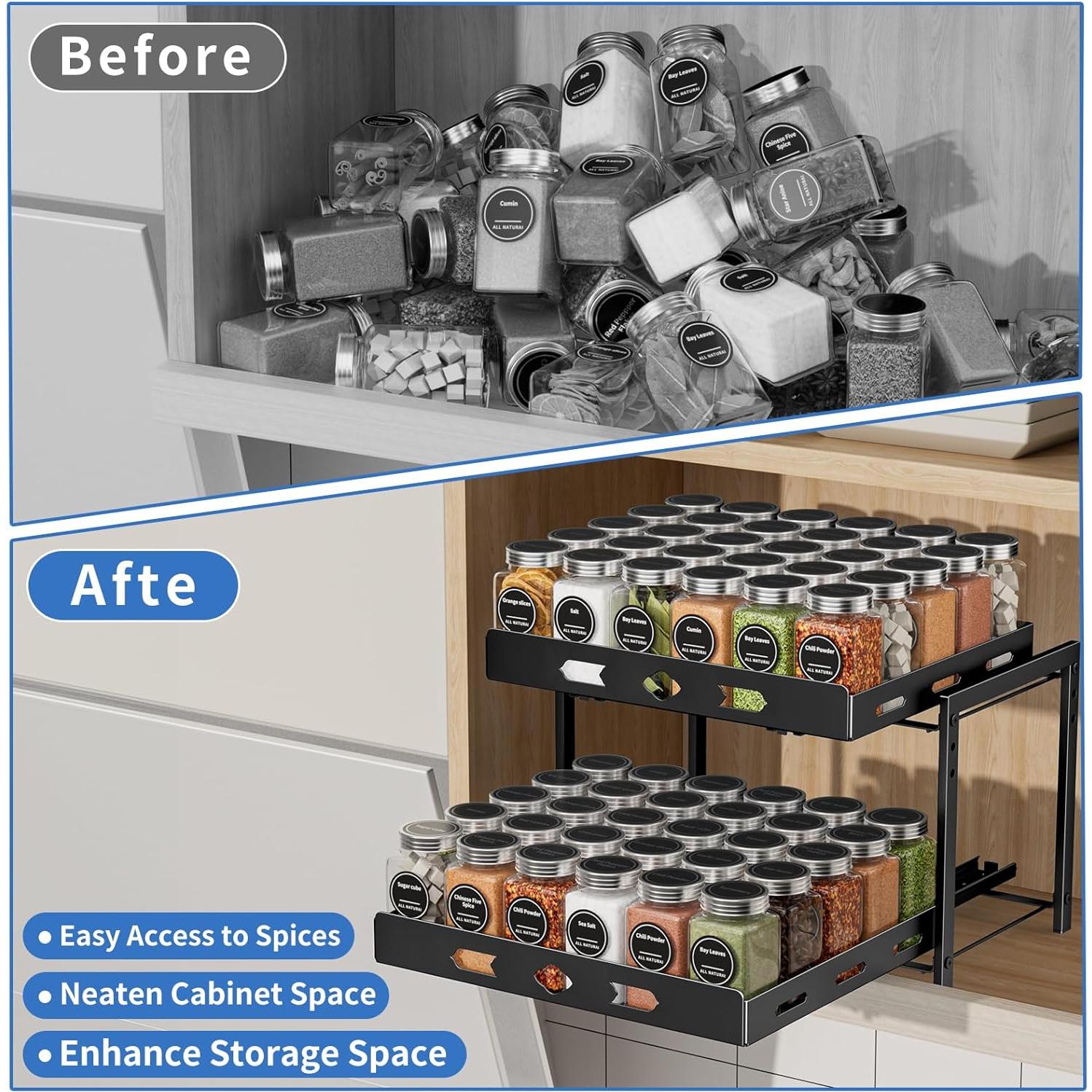 Organizador de Especias BOIVSHI 2 Niveles Metal Negro 2,1 kg