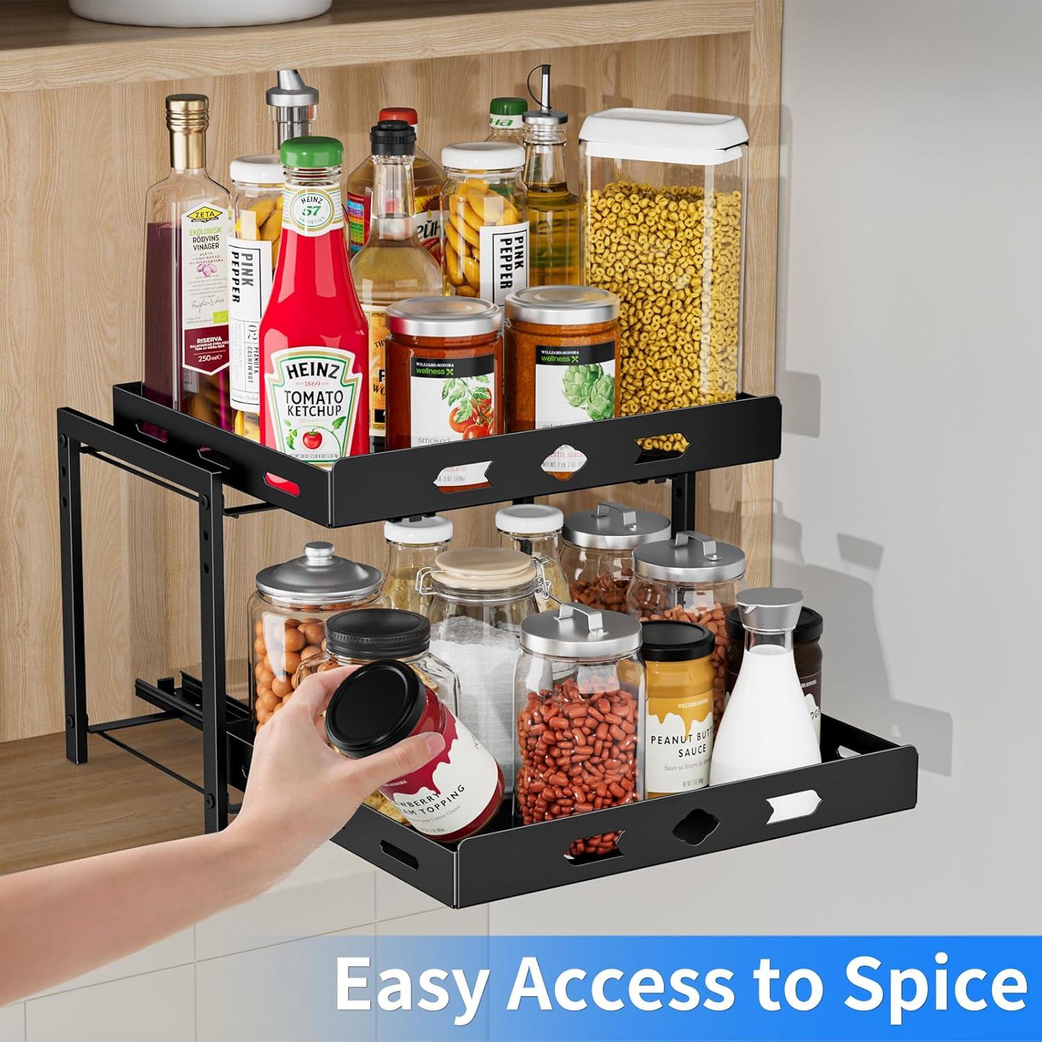 Organizador de Especias BOIVSHI 2 Niveles Metal Negro 2,1 kg