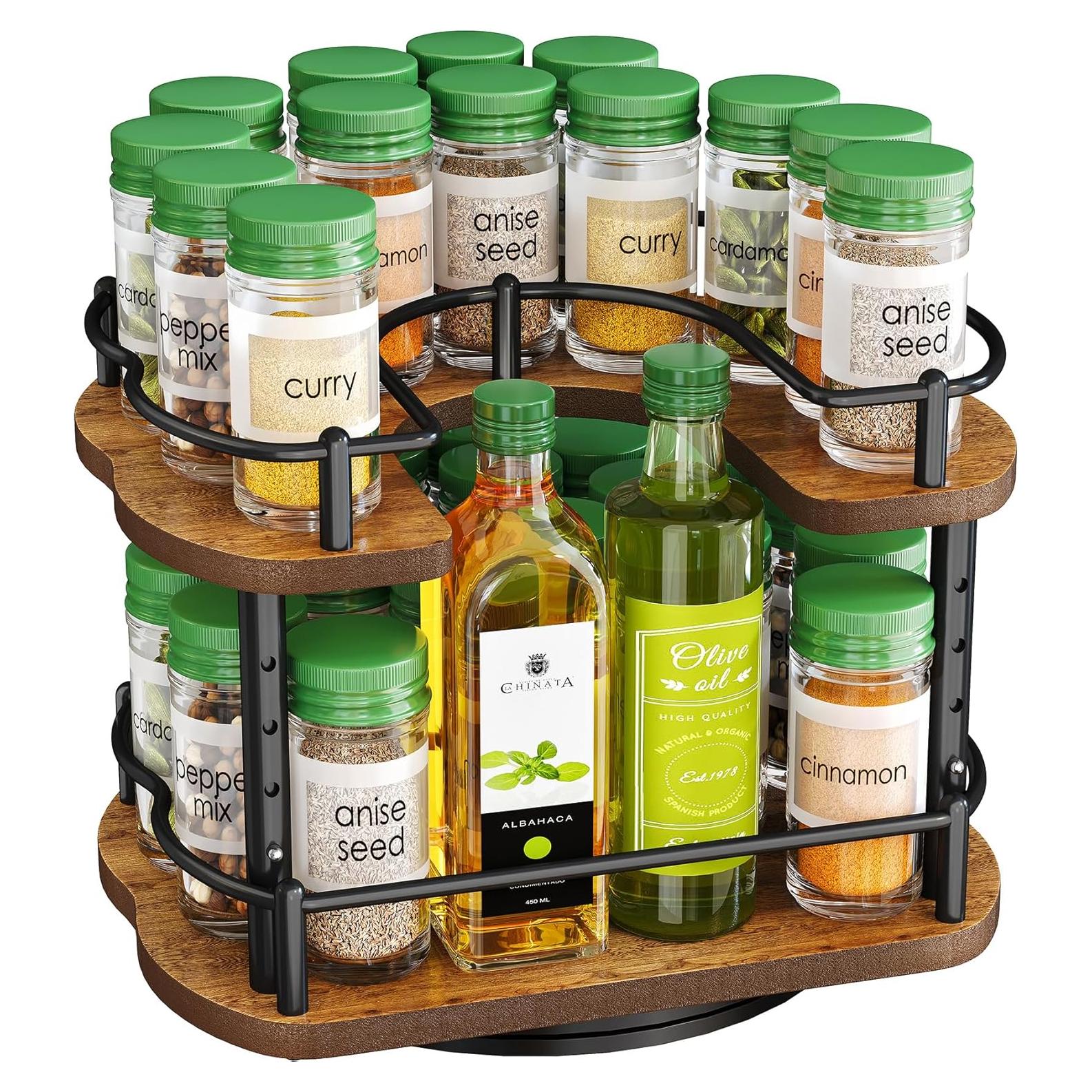 Organizador Lazy Susan SNTD 2 Niveles Madera 25,4 cm Negro