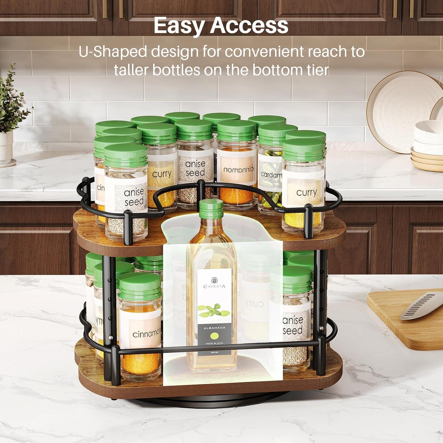 Organizador Lazy Susan SNTD 2 Niveles Madera 25,4 cm Negro