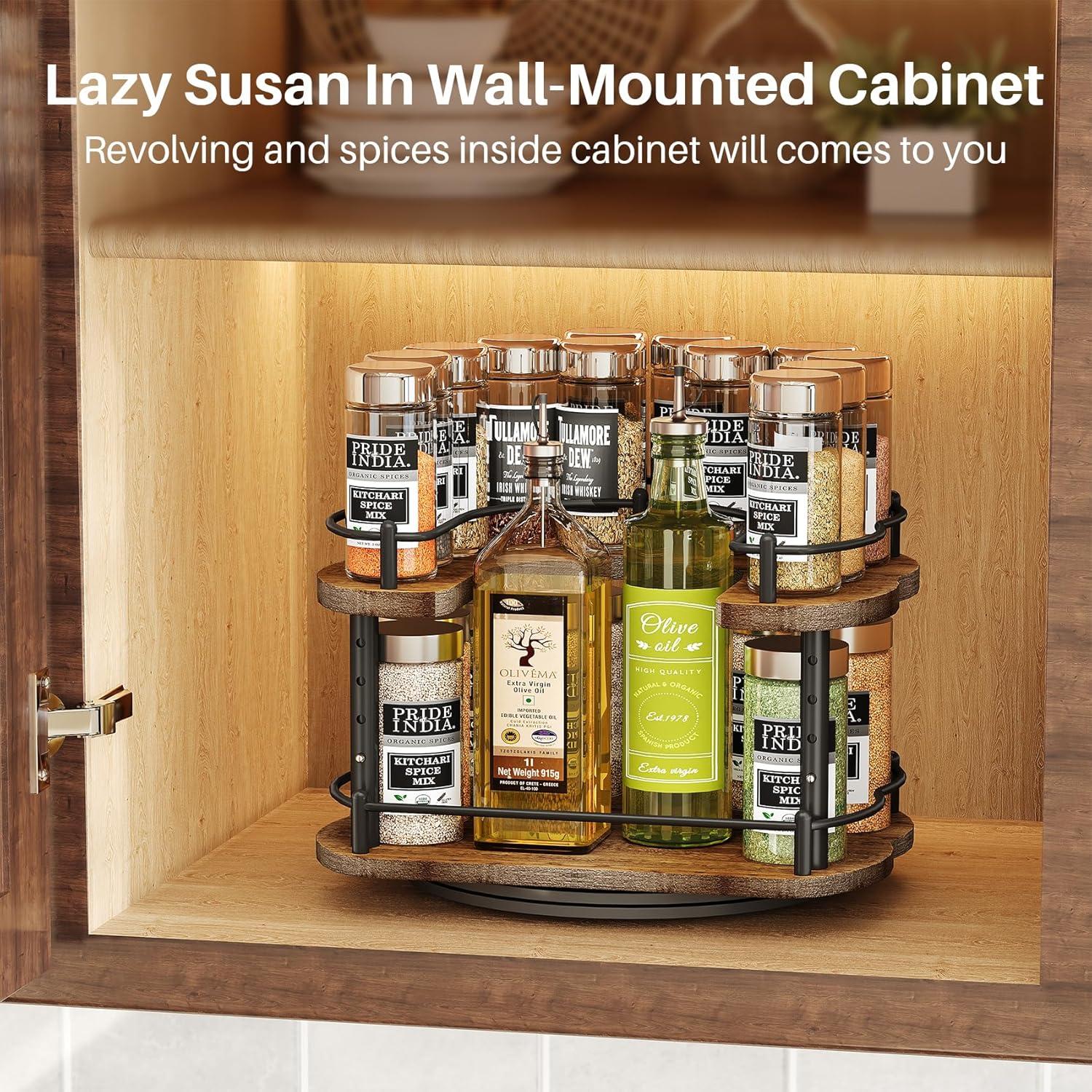 Organizador Lazy Susan SNTD 2 Niveles Madera 25,4 cm Negro