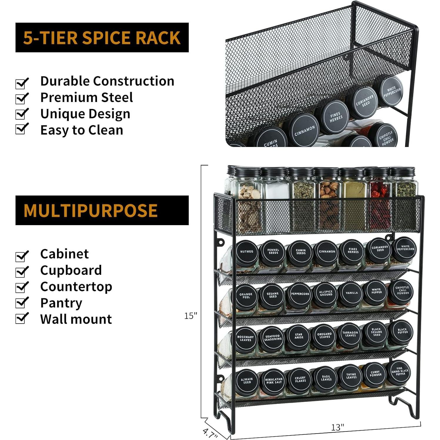 Organizador de Especias Skiileor 5 Niveles con 28 Tarros Vidrio
