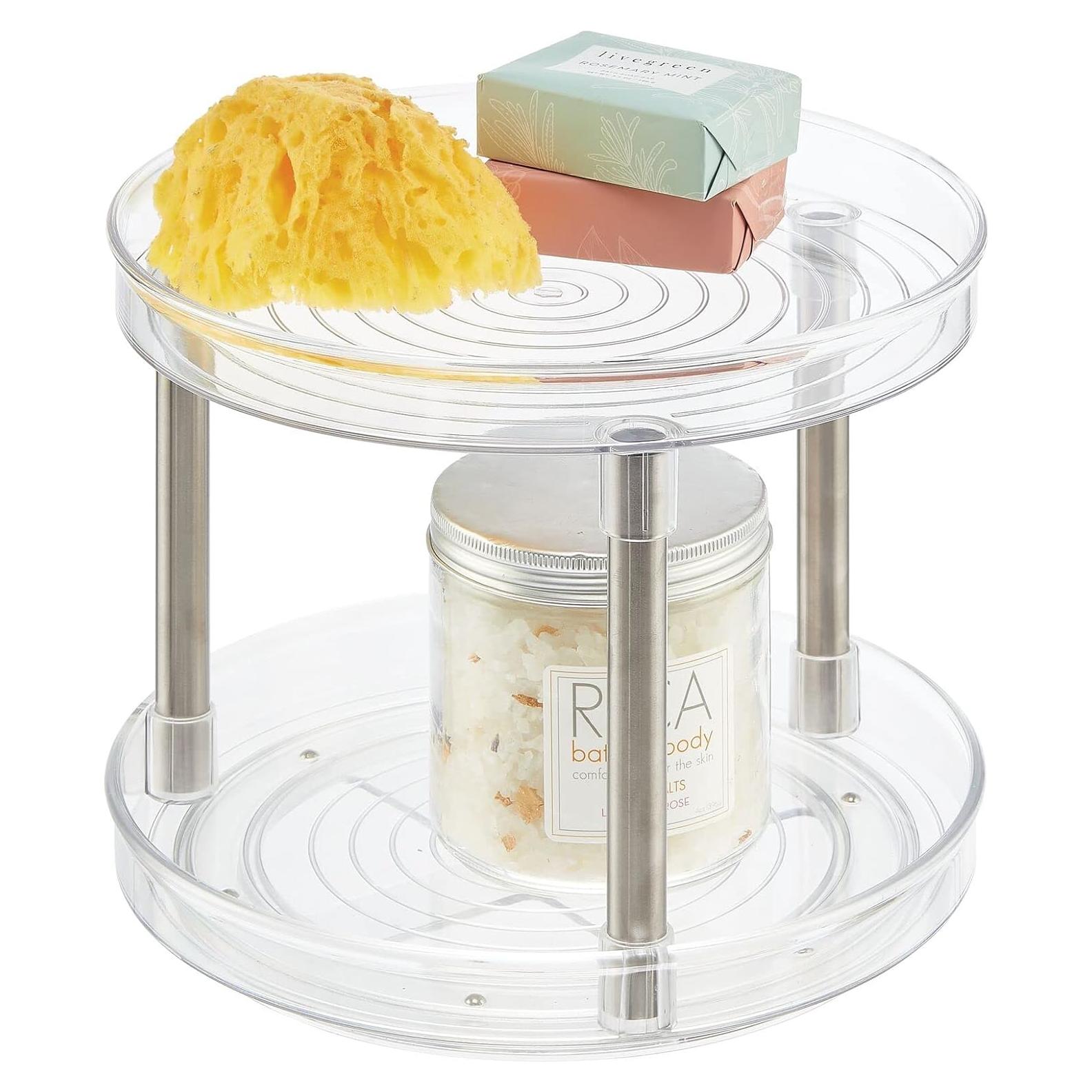 mDesign Organizador Giratorio 2 Niveles Transparente 23,37 cm