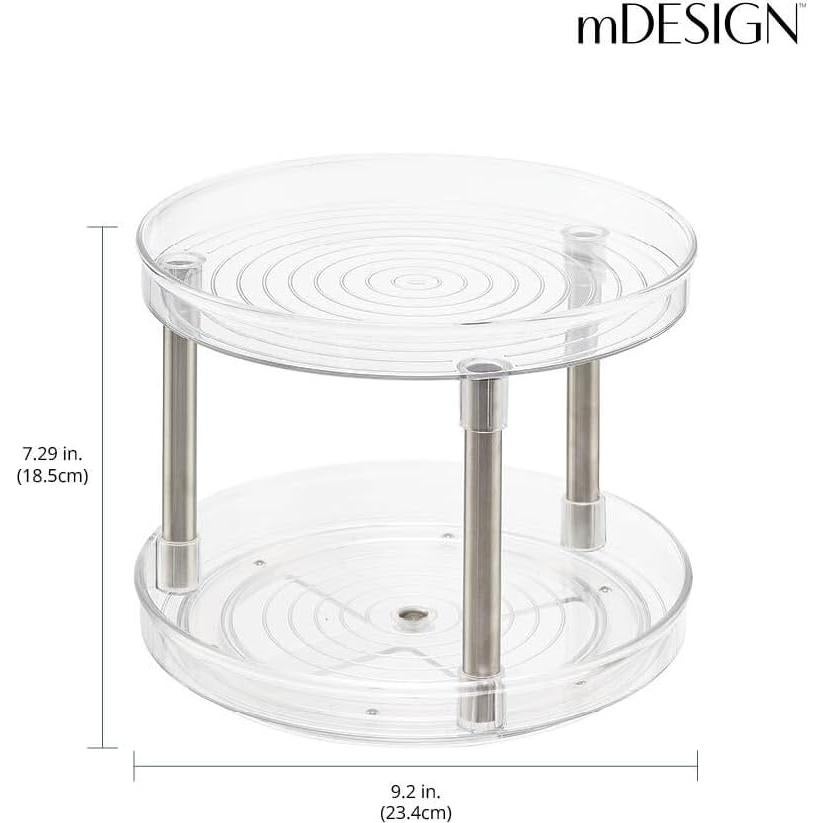 mDesign Organizador Giratorio 2 Niveles Transparente 23,37 cm
