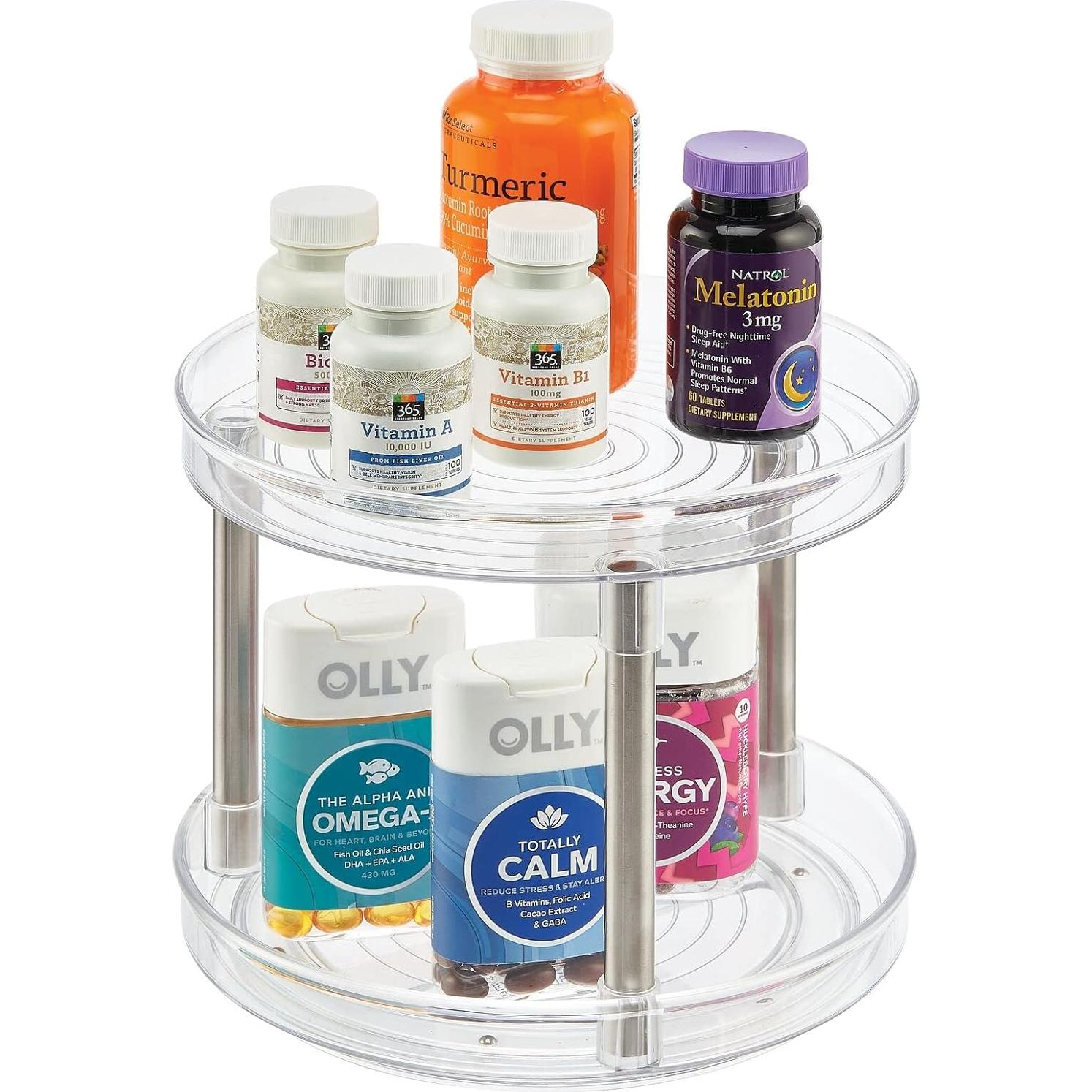 mDesign Organizador Giratorio 2 Niveles Transparente 23,37 cm