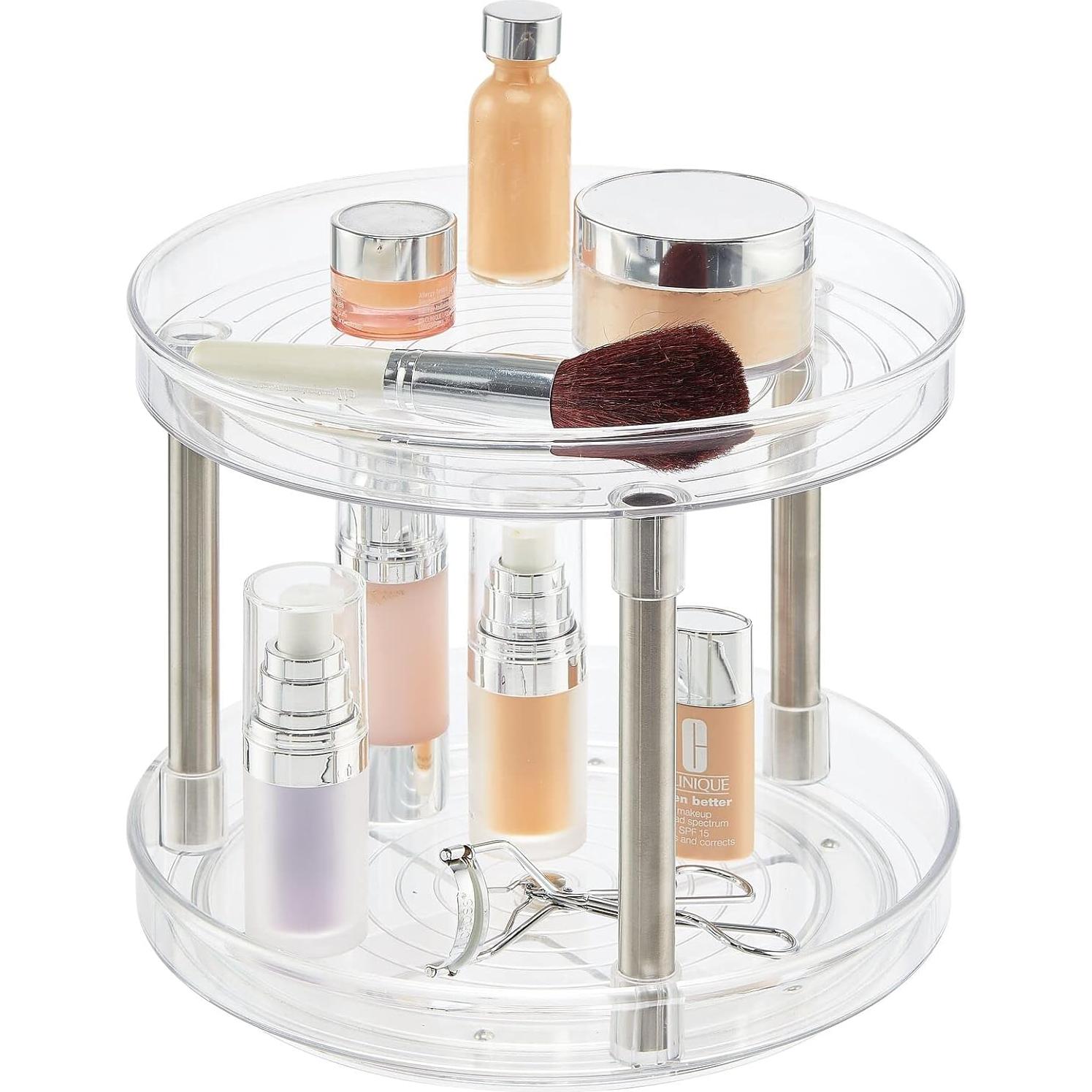 mDesign Organizador Giratorio 2 Niveles Transparente 23,37 cm