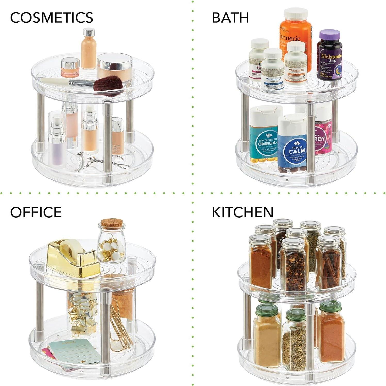 mDesign Organizador Giratorio 2 Niveles Transparente 23,37 cm