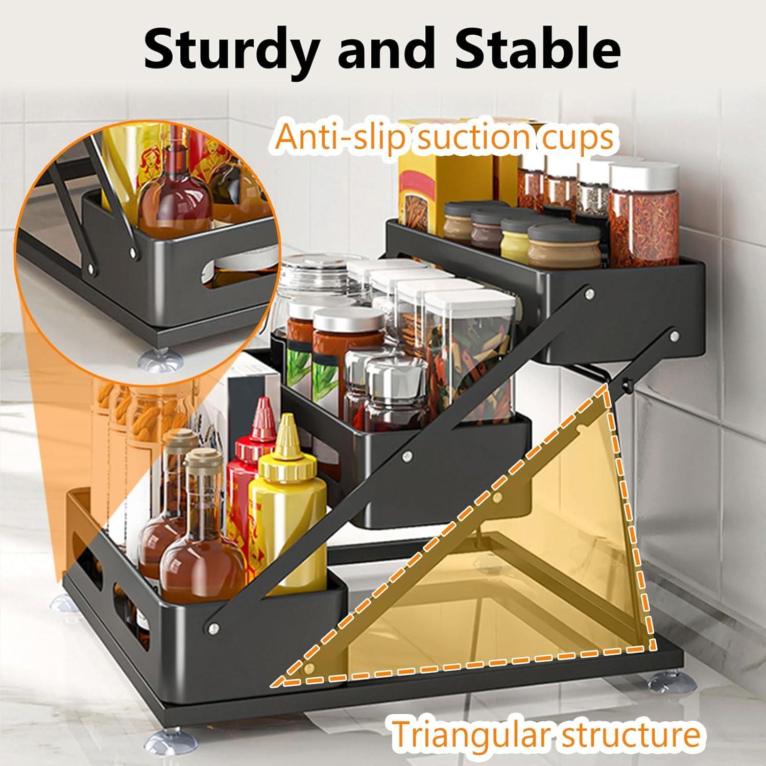 Organizador de especias 3 niveles Ceetug negro ajustable