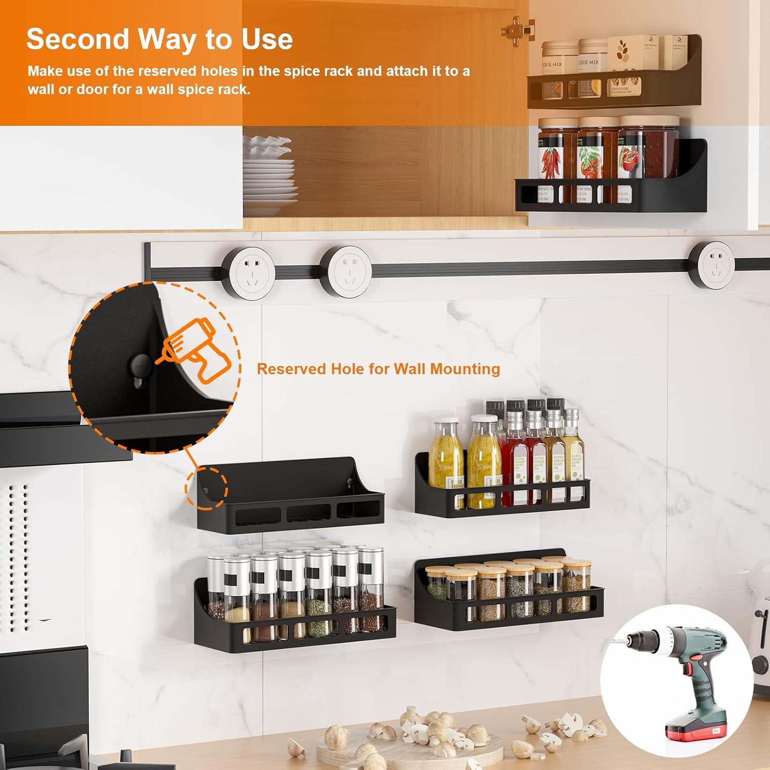 Estante Magnético para Especias Jewem, Paquete de 2, Negro