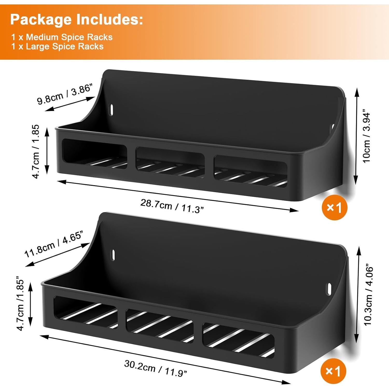 Estante Magnético para Especias Jewem, Paquete de 2, Negro