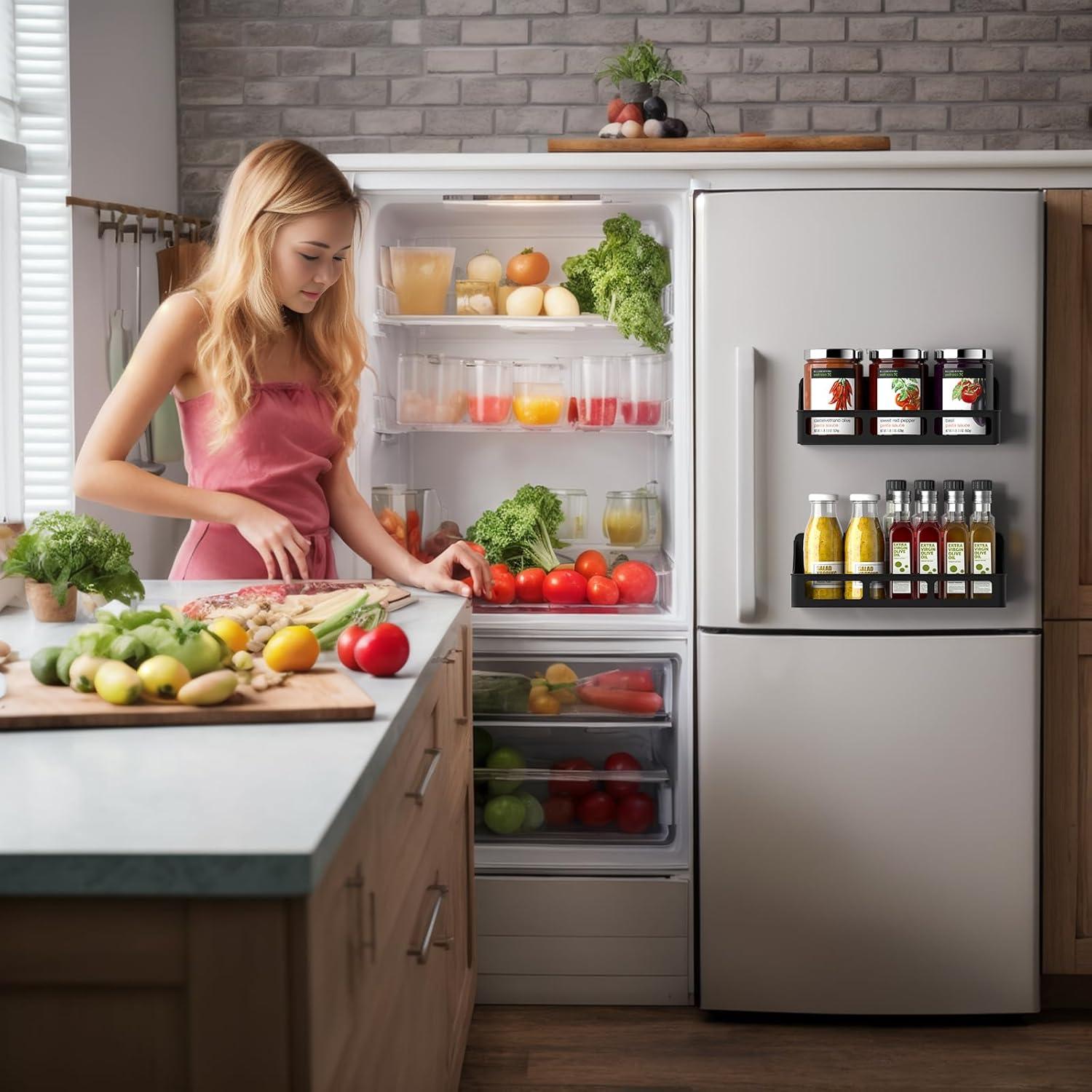 Estante Magnético para Especias Jewem, Paquete de 2, Negro