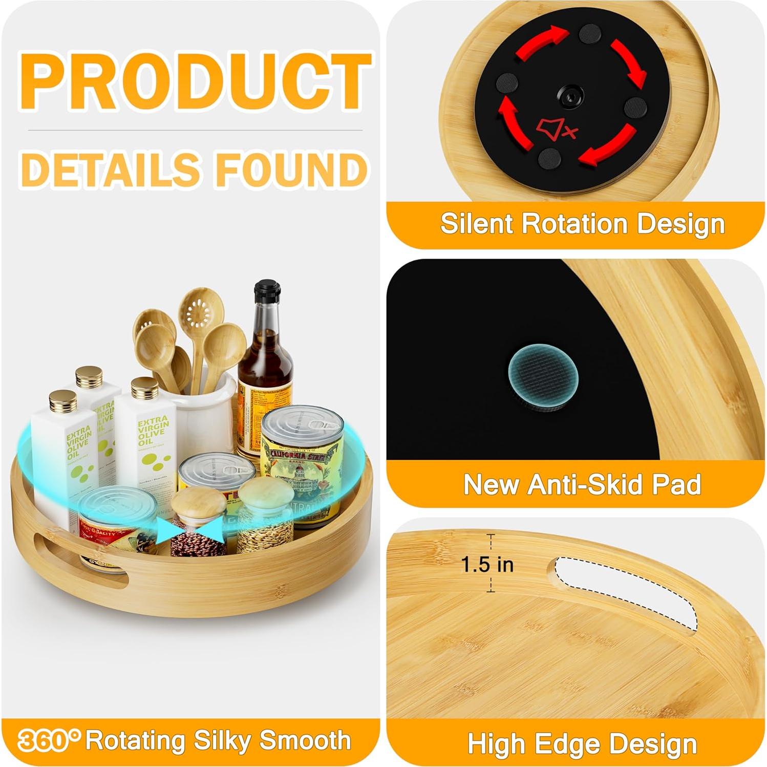 Organizador Lazy Susan Homerays 30,48 cm Bambú Antideslizante