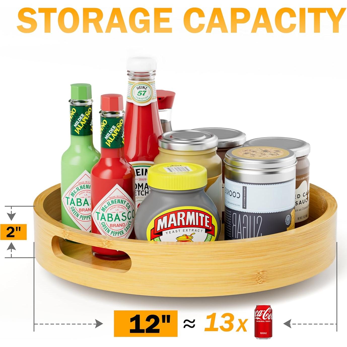 Organizador Lazy Susan Homerays 30,48 cm Bambú Antideslizante